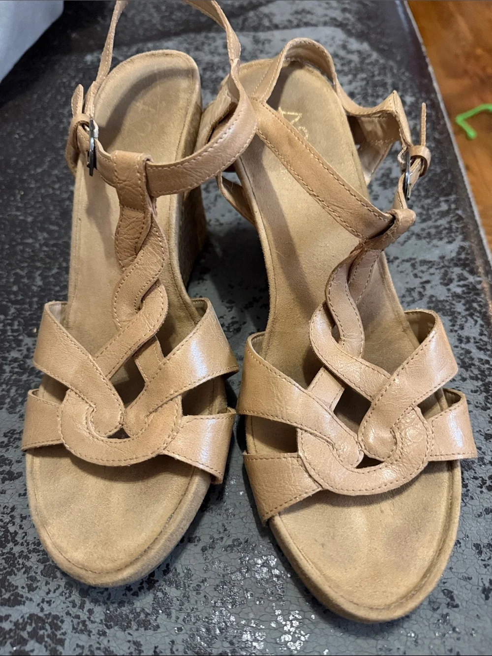 A2 By Aerosoles Tan Woven Wedge Sandals